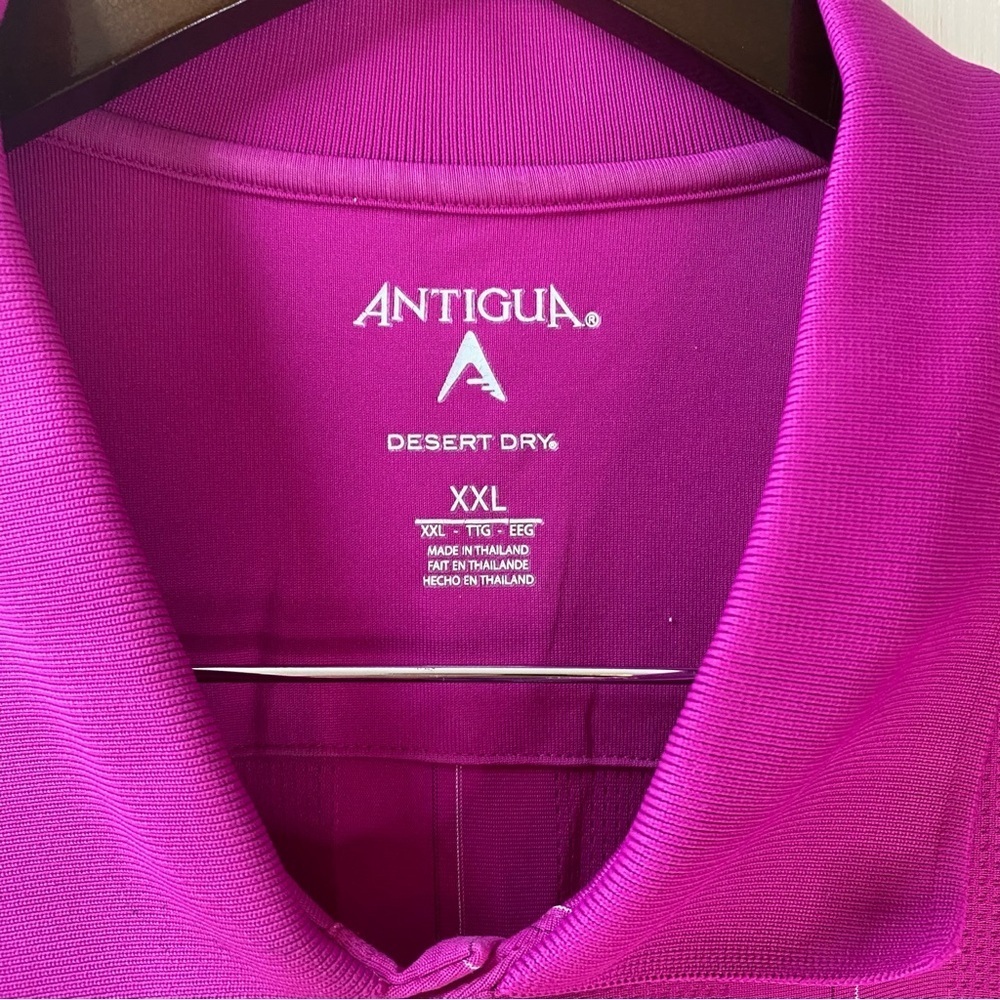 Antigua PGA Tour Men's Desert Dry Golf Polo Shirt Fuchsia Stripe Size XXL - Picture 5 of 9